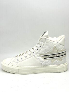 DIOR WALK N Walk'N"Dior Star Lace Up High Top Leather Flat Sneakers Shoes
